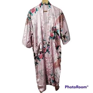 Floral Pink Satin Robe